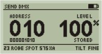 X-MT-120 Fixture profile and binary address screen